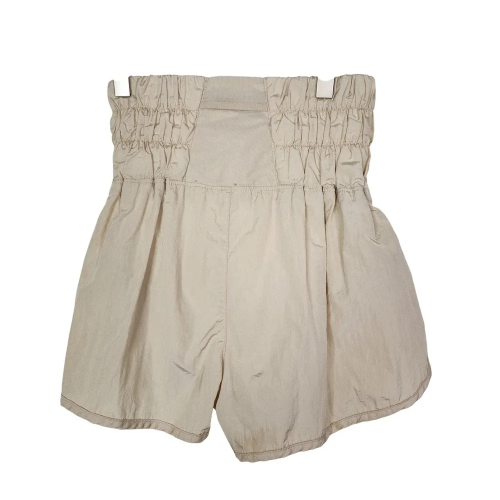 FREE PEOPLE Movement Shorts Womens XS Beige The Way Home Smocked Athletic Lined‎